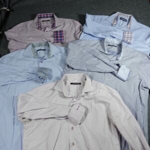 Hammer Made Mens Pink Blue Geometric Button Down Shirt lot Contrast Cuff 41/16 L